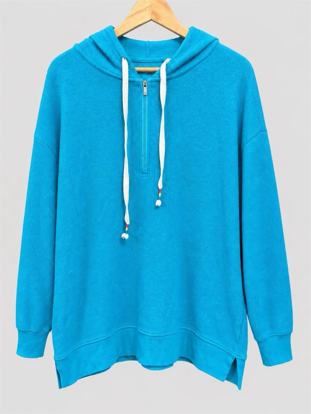 Maurices Bright Turquoise Half-Zip Hoodie Sweater - 2X Plus